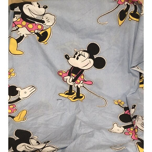 Vintage Disney Minnie Mouse Fitted Bed Sheet Twin Blue High Heels Flower Cutter - Picture 3 of 4